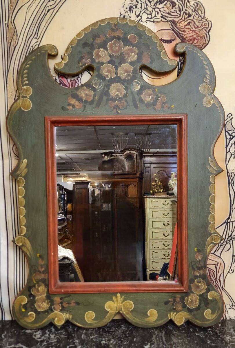 Louis XV Baroque style decorative painted mirror / 20th century