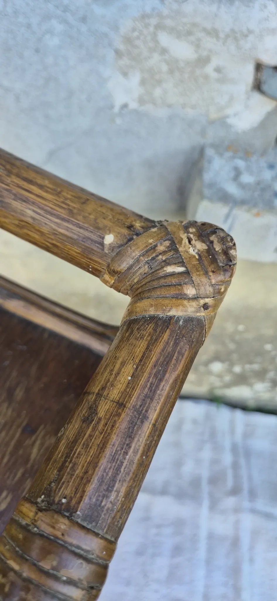 Set of 2 vintage bamboo rattan bedside shelves