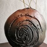 Vase plat en raku circa 1990
