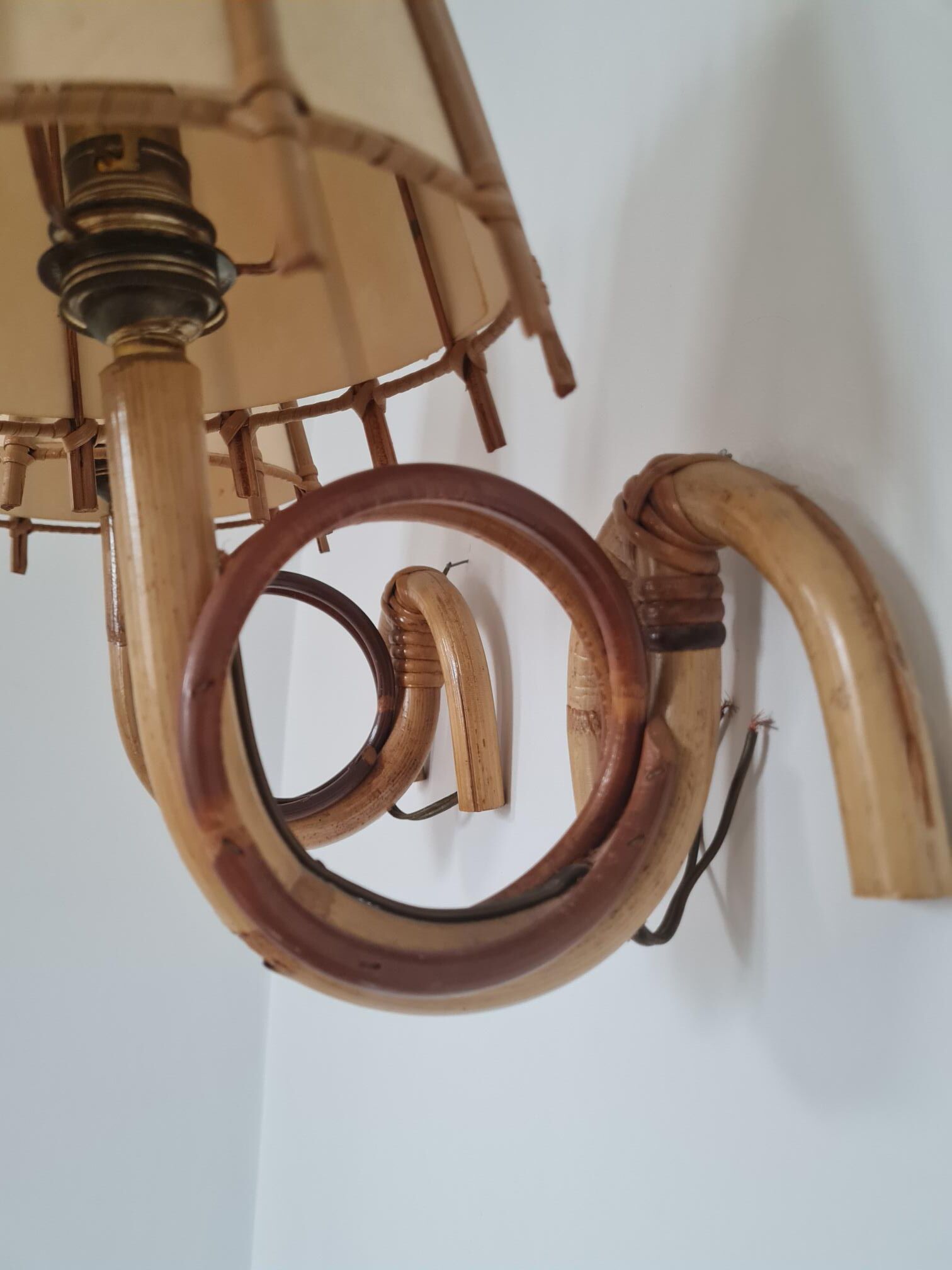 Pair of rattan wall lamps 1960
