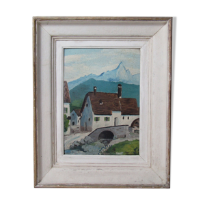 Tableau huile sur panneau, - paysage