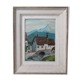 Oil painting, mountain landscape