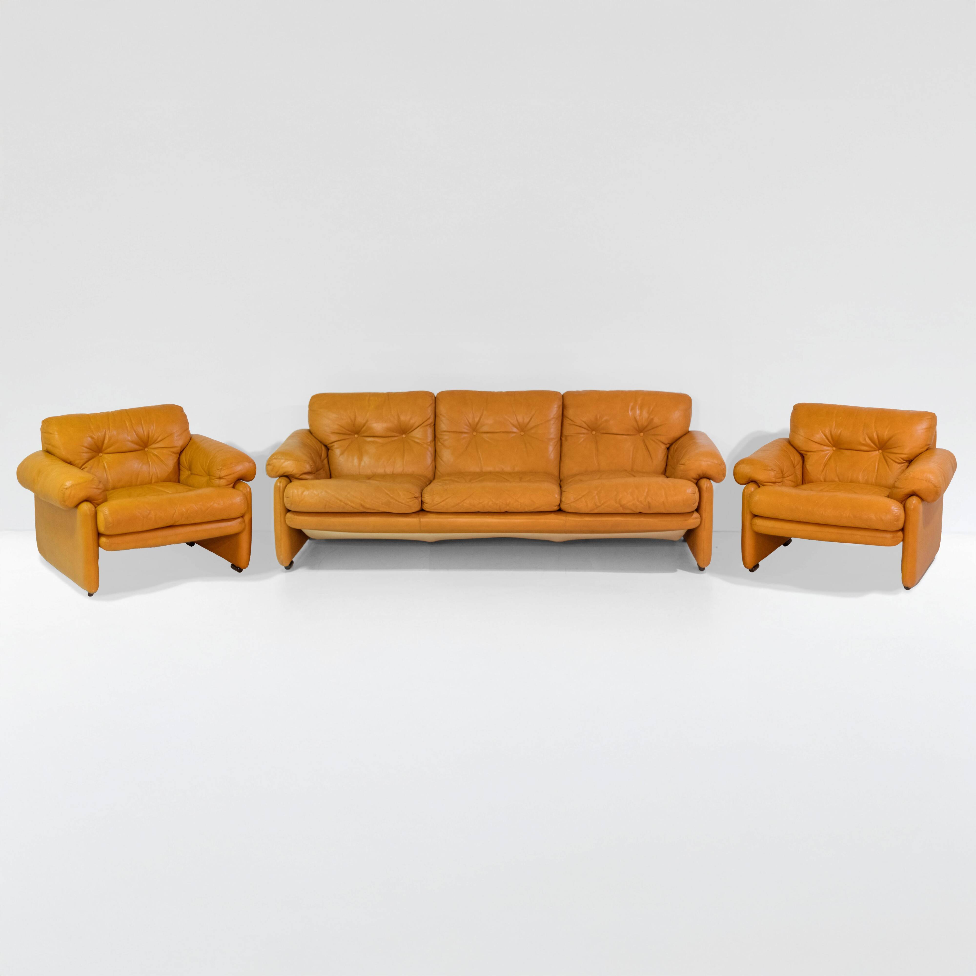 Grand Canapé Coronado Vintage en Cuir Marron par Tobia Scarpa pour C&B Italia