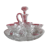 Service 1 carafe, 6 verres et 1 plateau en cristal