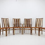2001 set of walnut and leather dining chairs, set of 6