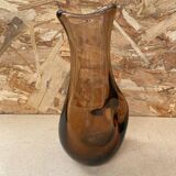 Antique Vintage Transparent Brown Blown Glass Vase