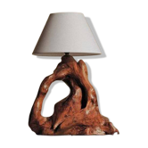 Sculptural lamp made of olive wood, around 1960.