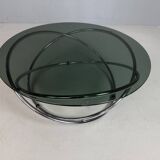 Mac chrome and smoked glass Coffee Table from Miniforms, Italy, 1970s