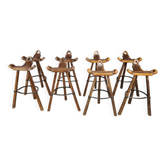 Mid century brutalist bar stools - set of 8, 1960s