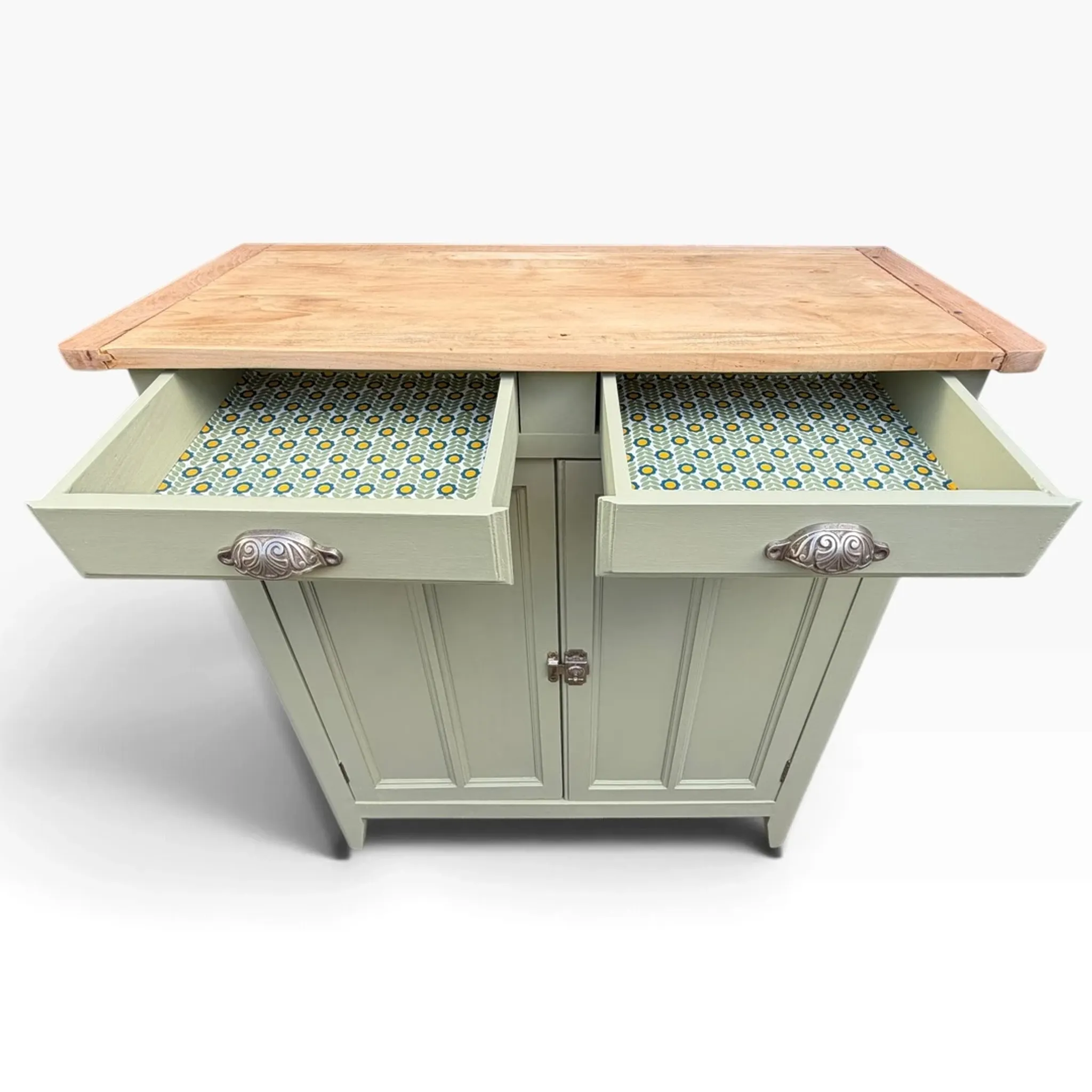 Renovated khaki Art Deco Parisian buffet in beech.