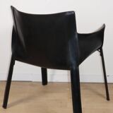 Fauteuil vintage en cuir noir - Années 80