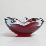 Asymmetrical ashtray murano red and transparent background 1960