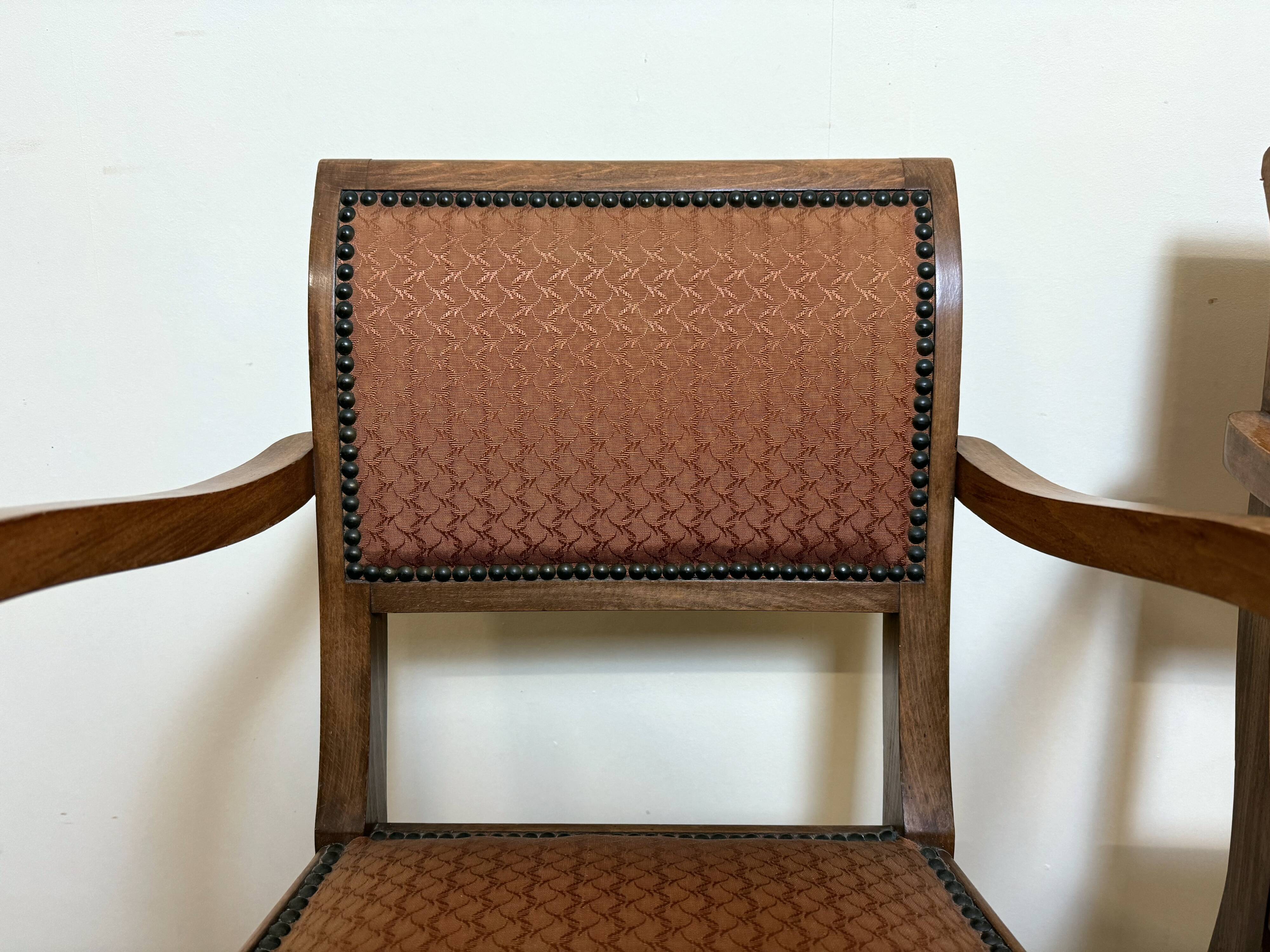 Pair of bridge armchairs art deco period in walnut circa 1940