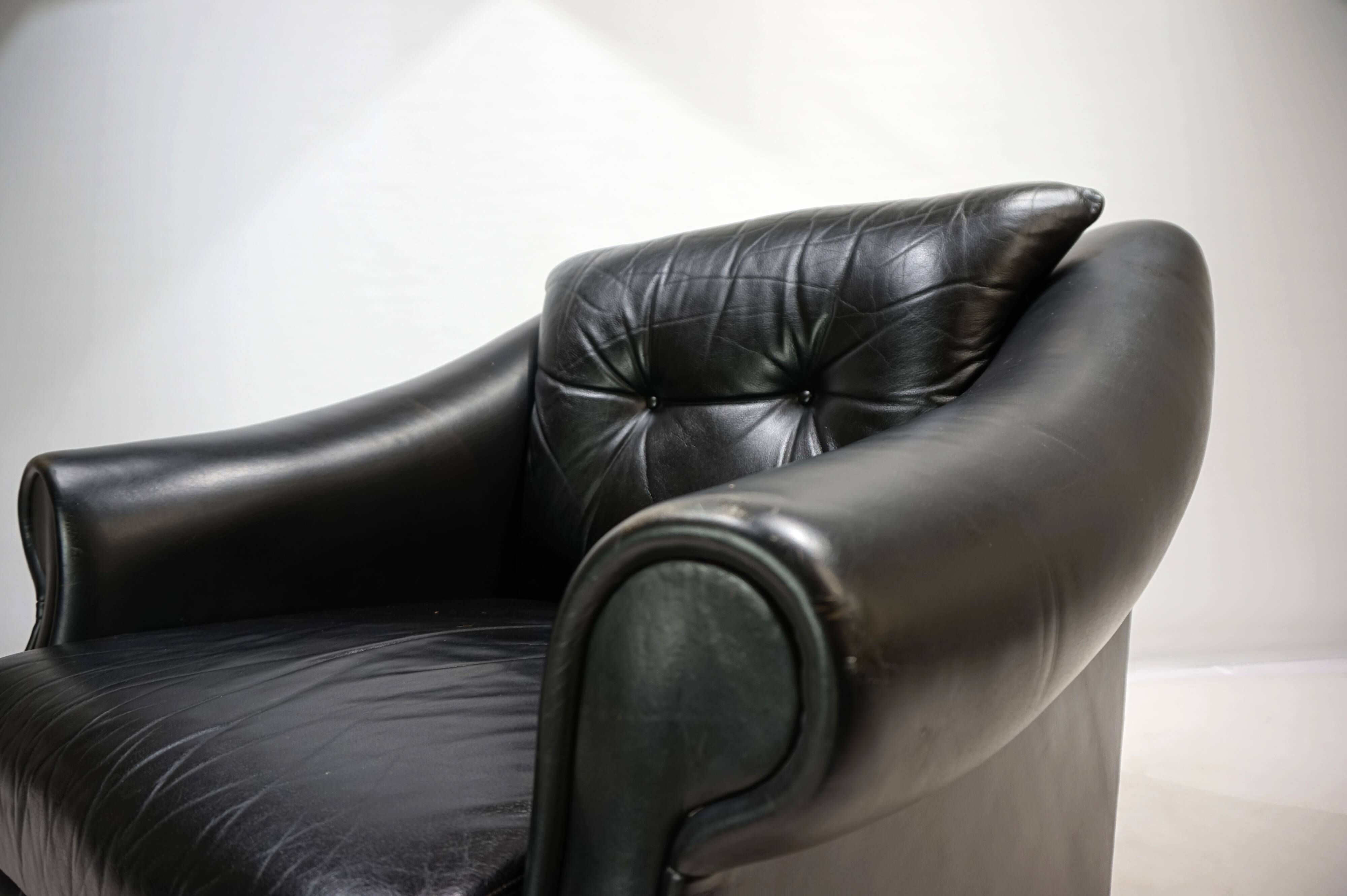 Fauteuil Art Déco en cuir, France 1960