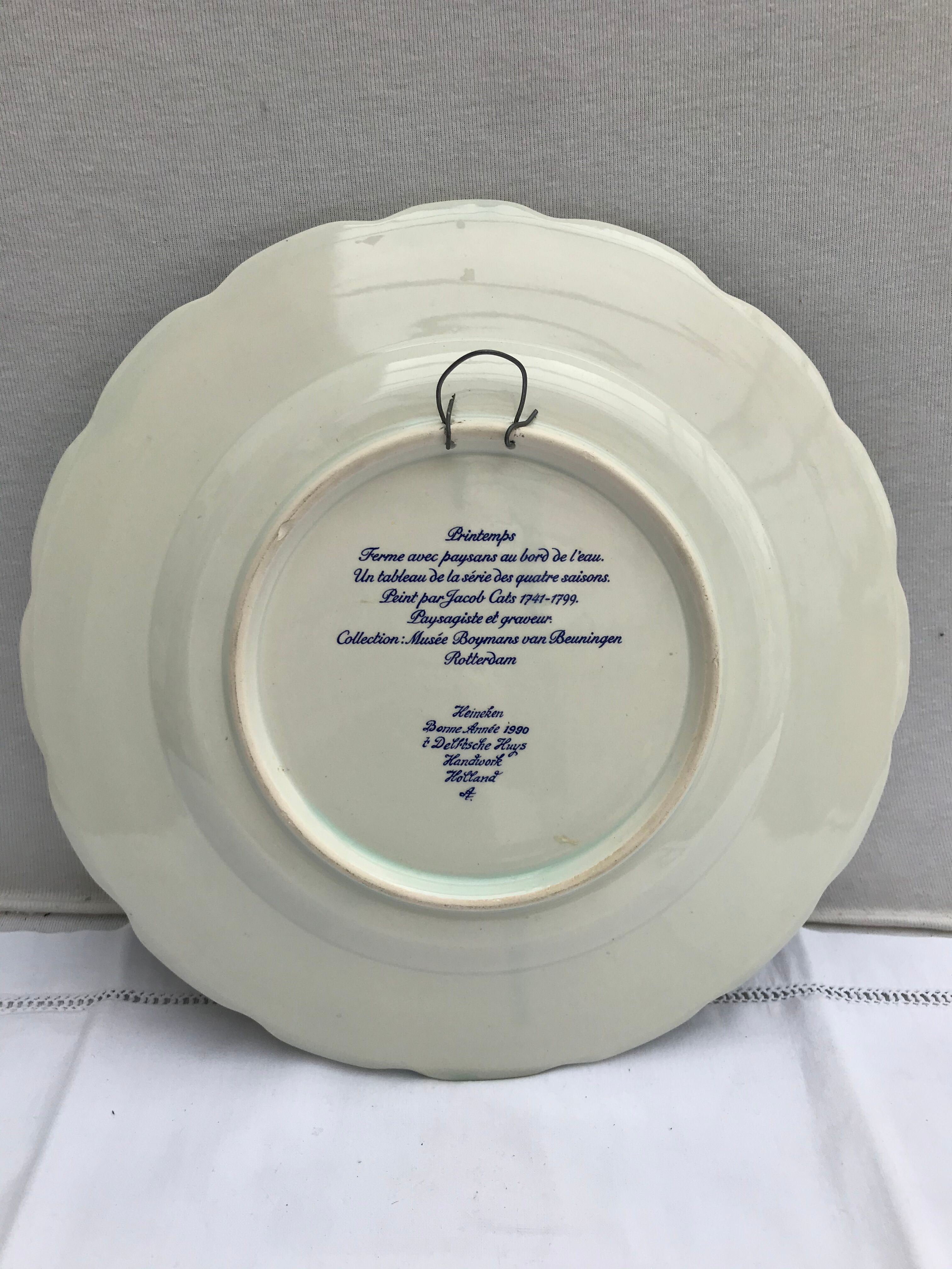 Former delft plat printemps heineken 1990 ceramics white - vintage blue