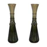Pair of art deco soliflore vases in slurry
