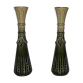 Pair of art deco soliflore vases in slurry