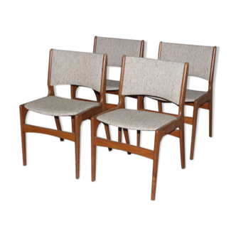 Ensemble de 4 chaises scandinaves vintage en teck, modèle 89 par Erik Buch pour Anderstrup Mobelfabrik, 1960s