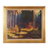 Tableau « La forêt d'automne », design scandinave, années 1960