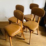 Suite de 4 chaises pieds compas