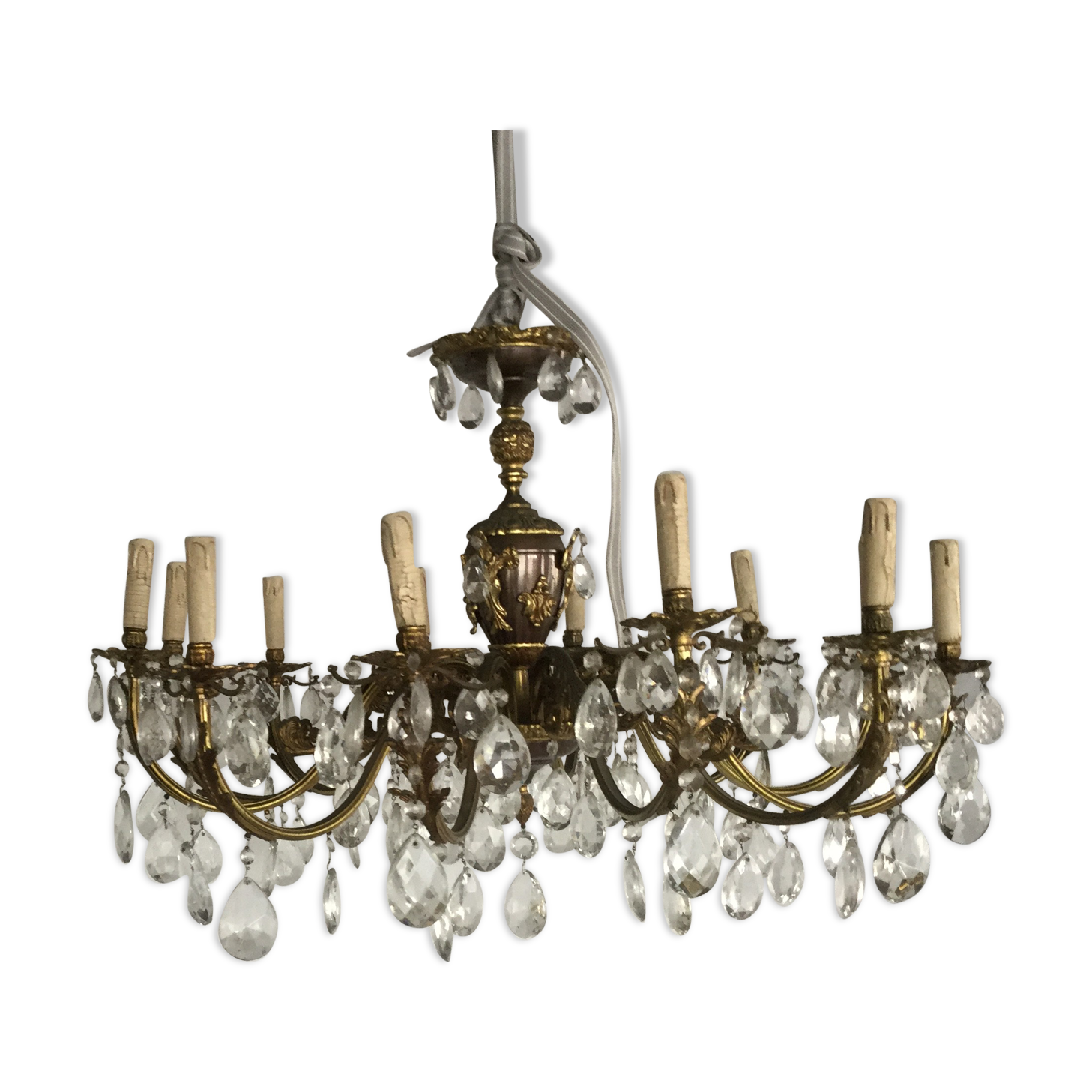 Bronze and crystal chandelier