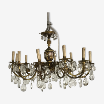 Bronze and crystal chandelier