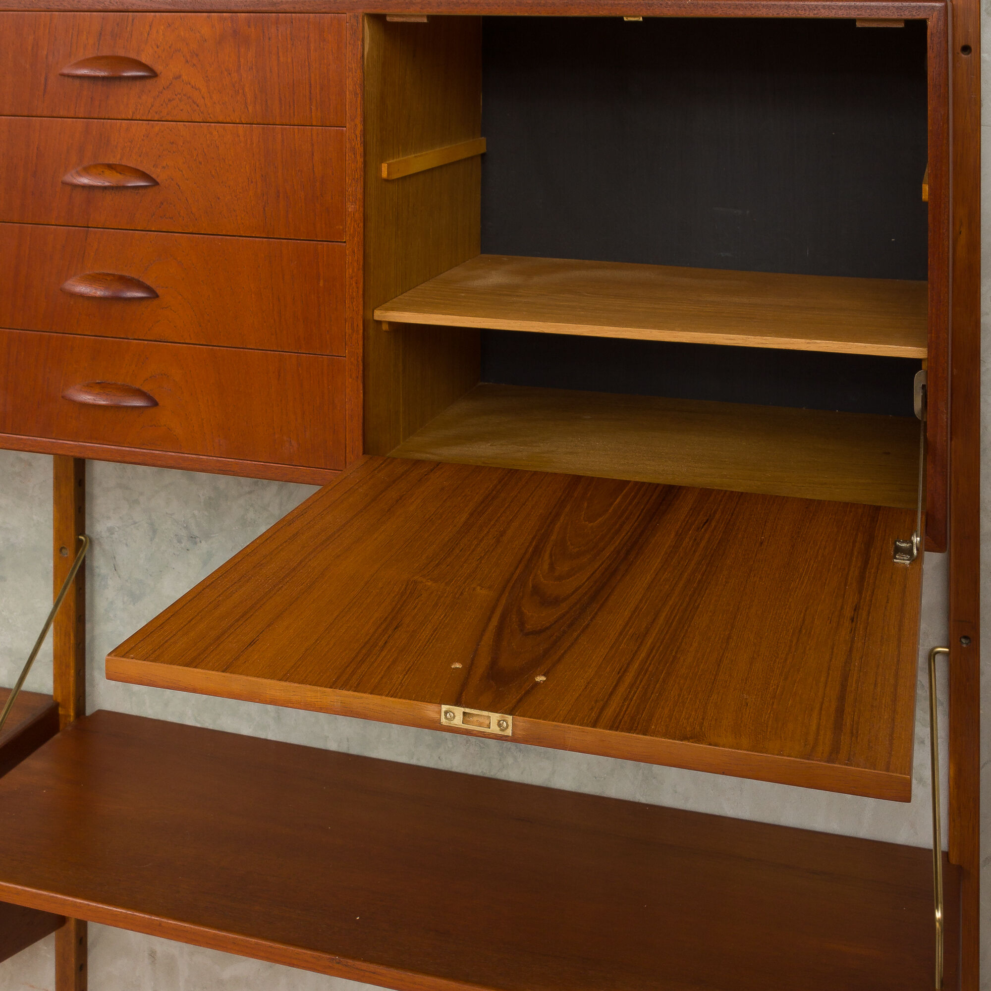 Hansen and Guldborg teak wall unit with a desk