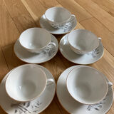 5 porcelain cups and sub-cups