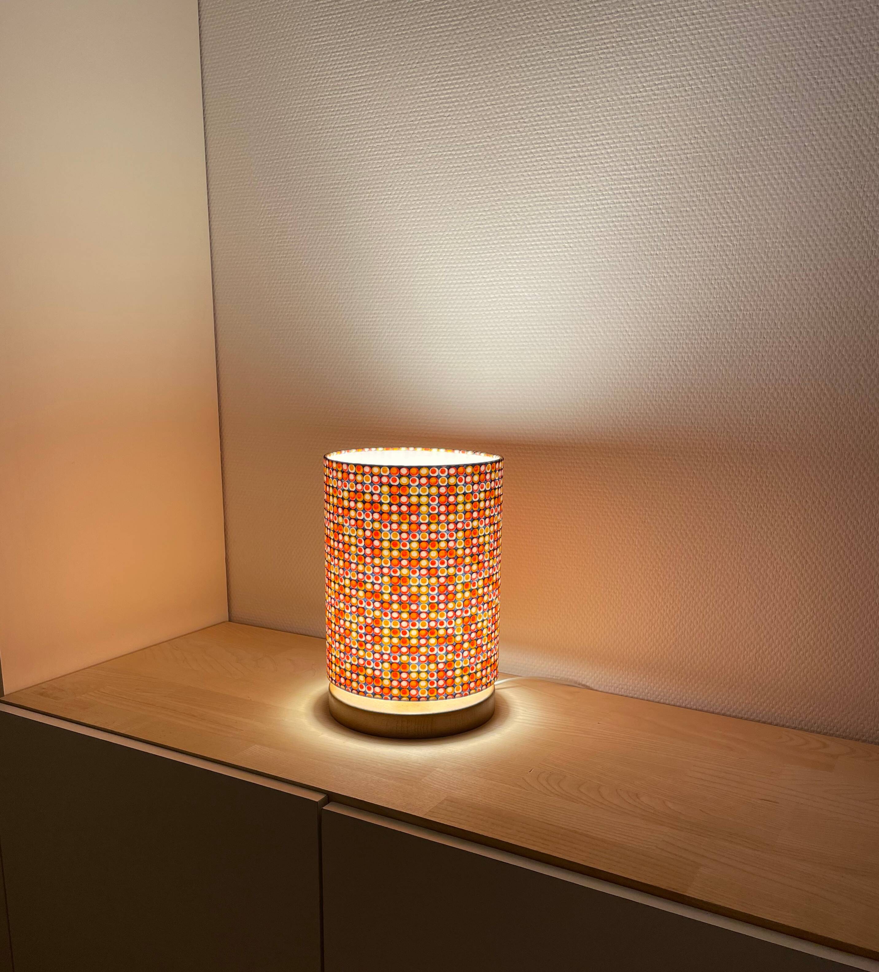 Lamp'angel Dotted H30 D20 furniture lamp - vintage fabric