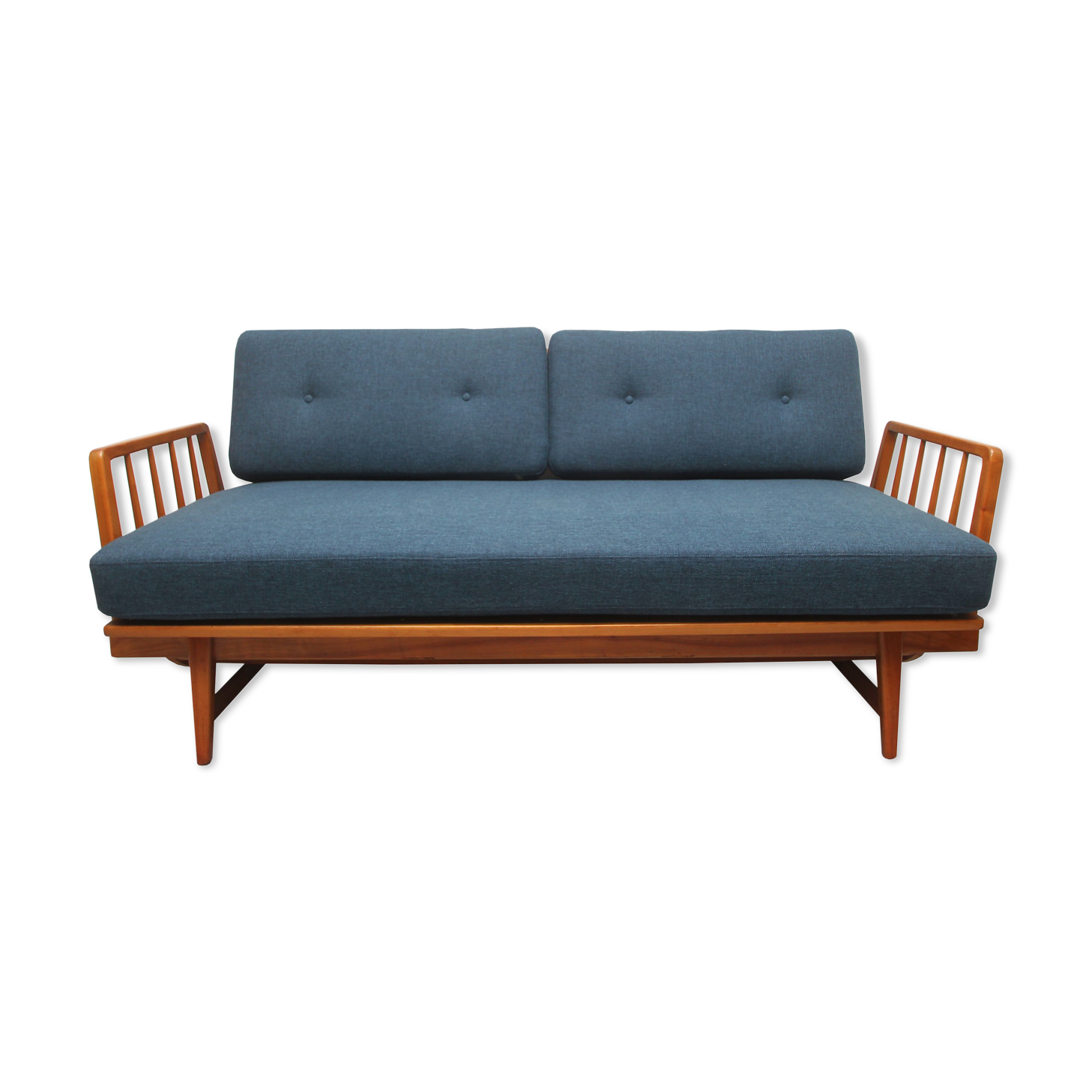 1950s daybed in cherrywood, fresh fabric, WK Furnitures