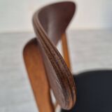 1960s, set of 4 Danish dining chairs by Farstrup, bent teak wood, reupholstered.
