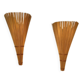 Pair of wicker wall lights, France 1980