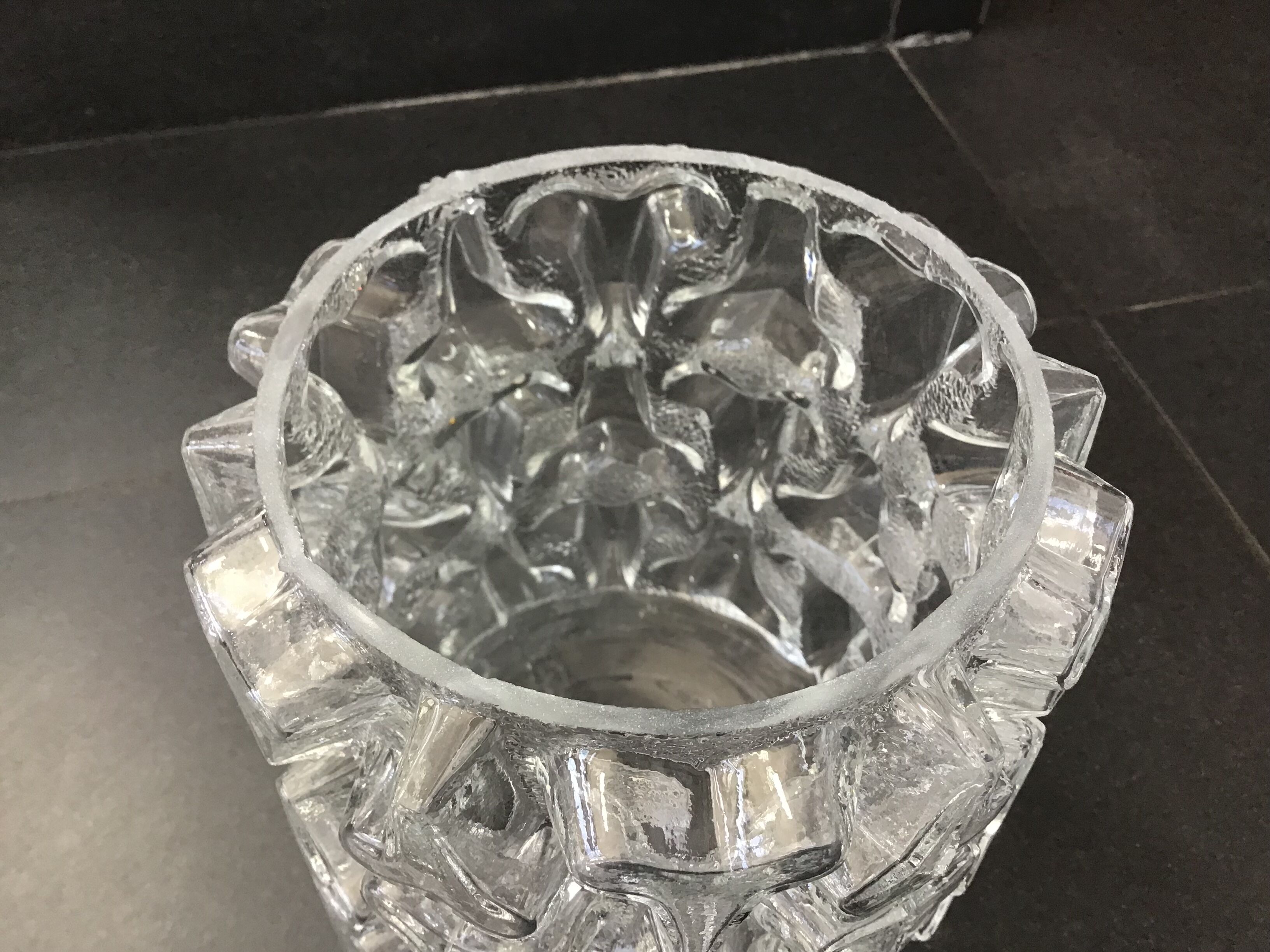 Moulded glass pendant lamp, 70s