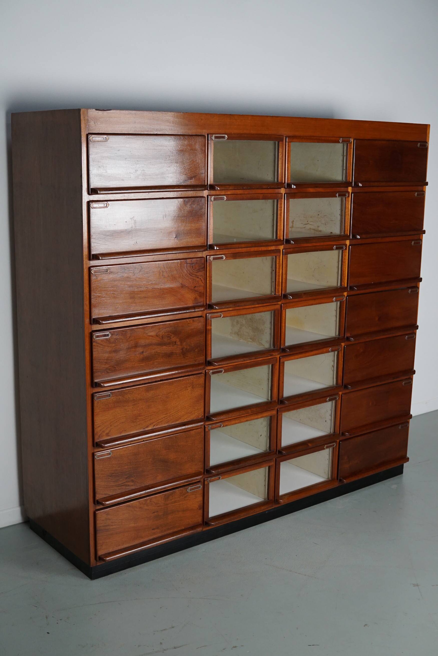 Vintage dutch hardwood haberdashery shop cabinet, 1930s