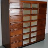 Vintage dutch hardwood haberdashery shop cabinet, 1930s