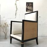 Paire de fauteuils en bois noirci