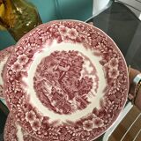 4 red vintage dessert plates