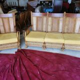 Old set sofa and rattan chair and caning