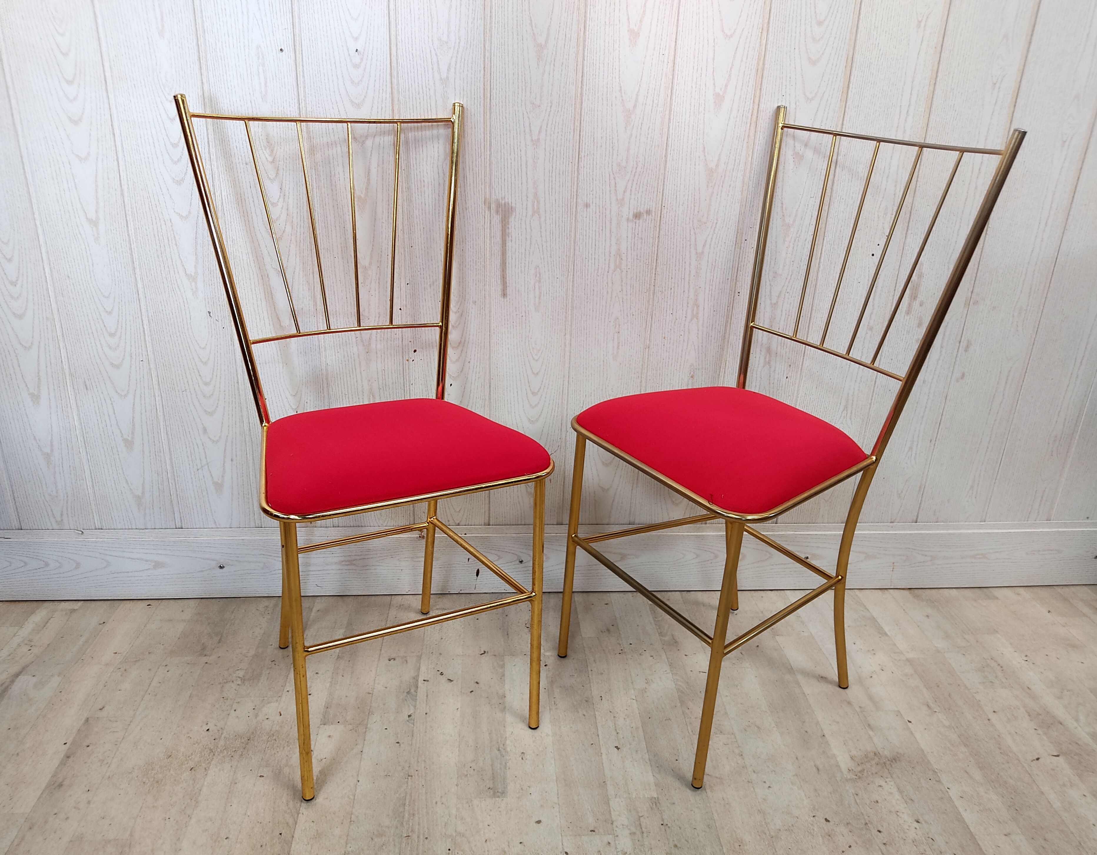 Duo of vintage gold metal chairs