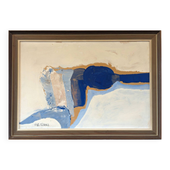 Mid-Century Modern Hans Osswald "Atlas (I)" Swedish Abstract Oil Painting, Framed