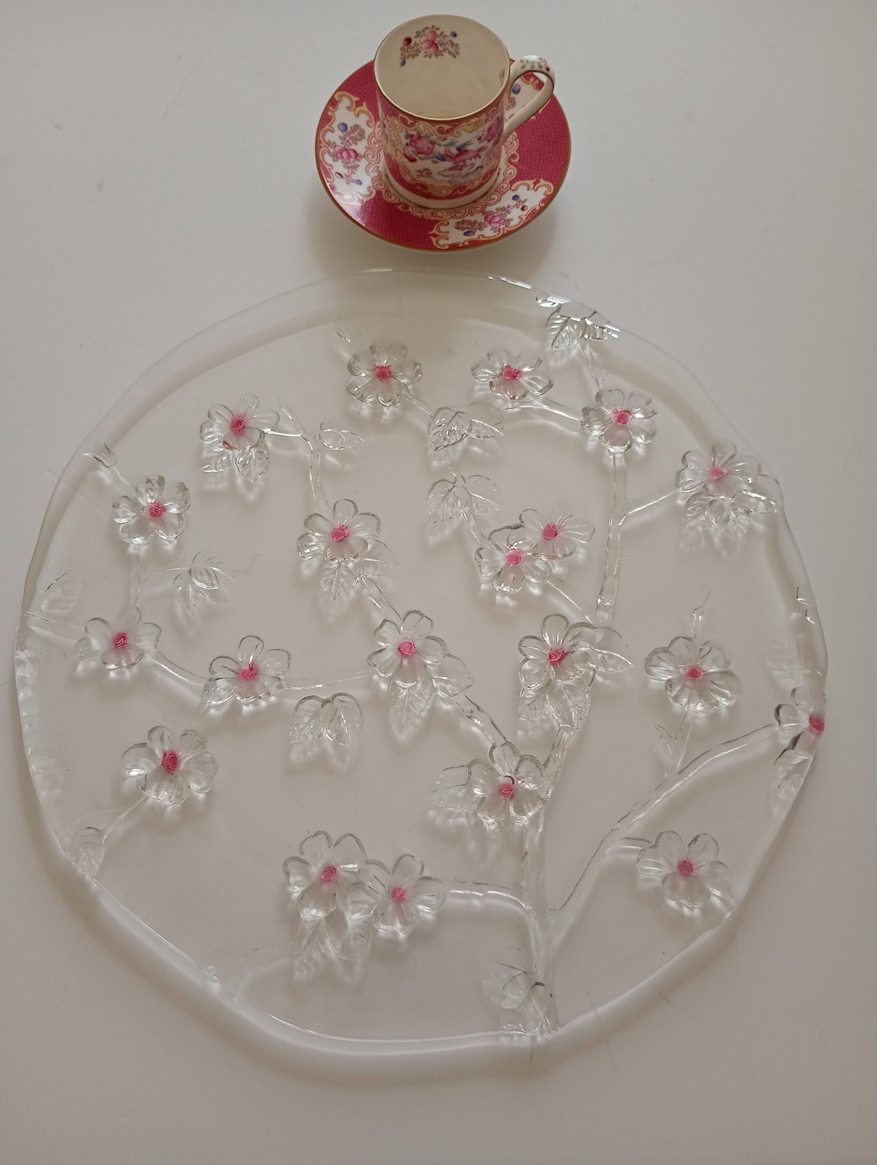 Cherry blossom glass pie dish