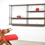 Hanging vintage wooden stick cabinet, Netherlands 1970