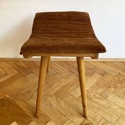 1970's Mid-Century Modern Beechwood Stool with New Upholstery