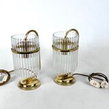 Vintage Italian pair of Signed brass table lamps by Sciolari. Italy 1970s