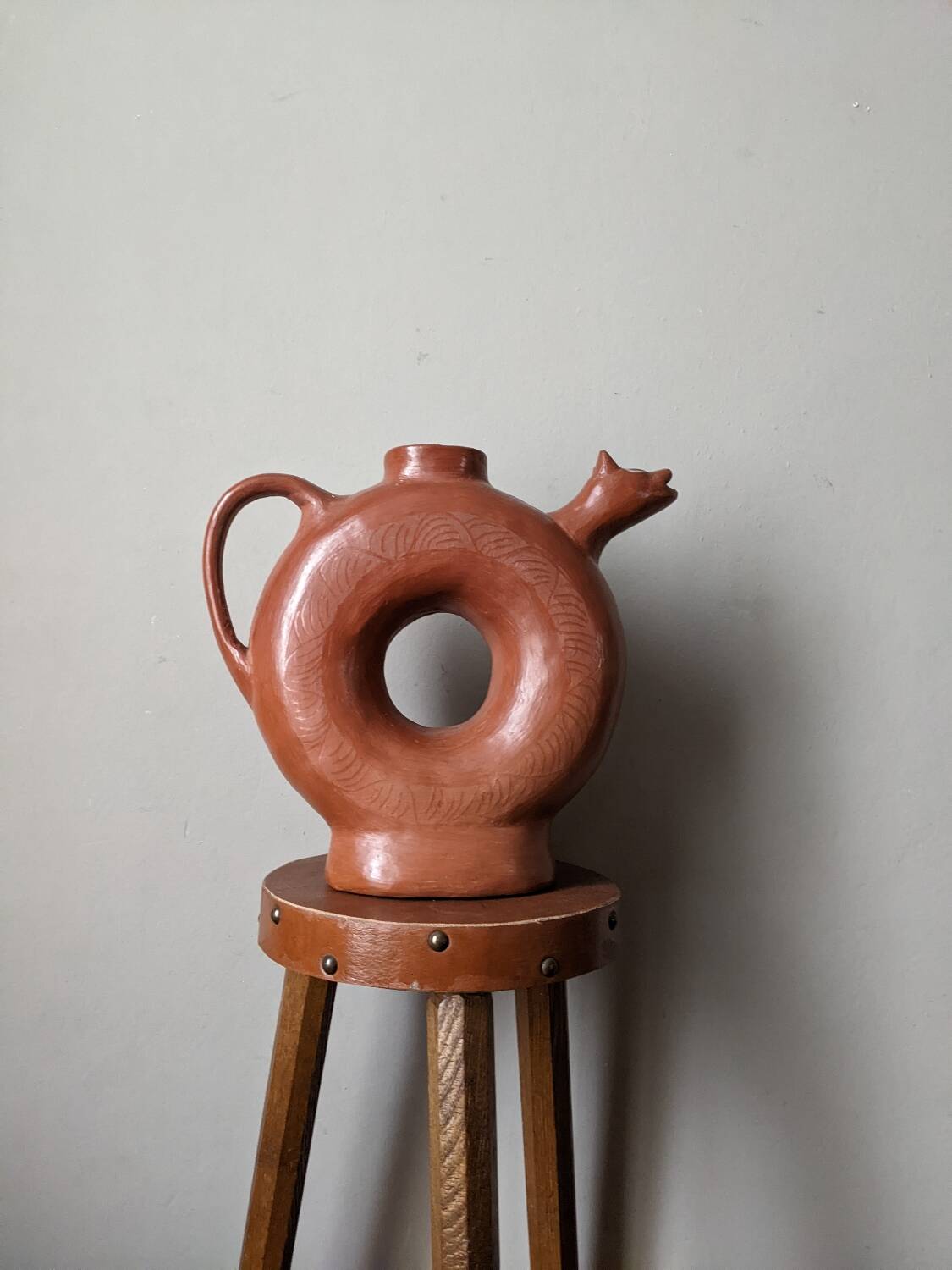 Handmade terracotta vase pottery Mexico