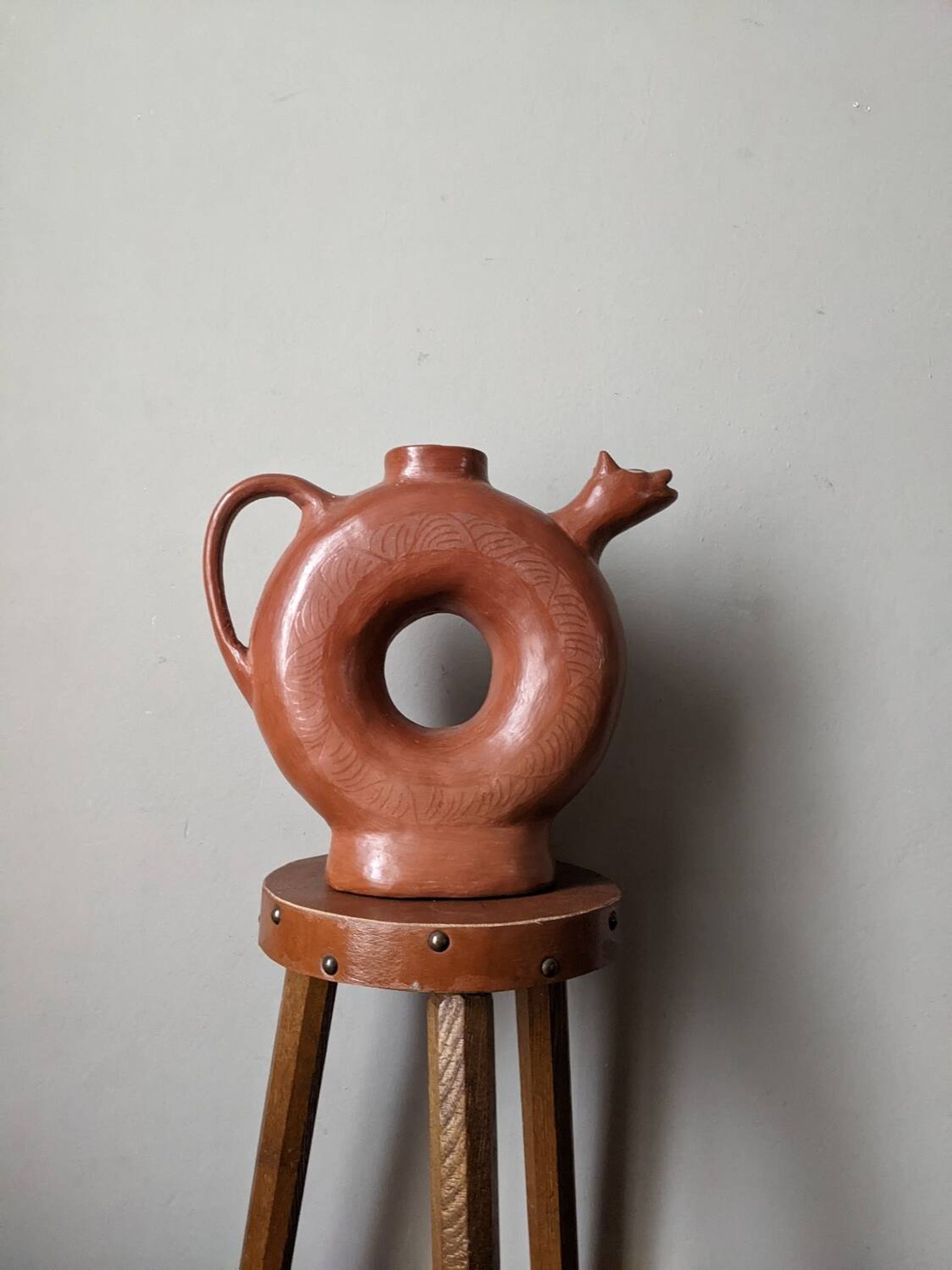 Handmade terracotta vase pottery Mexico