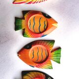 4 wooden fish coasters