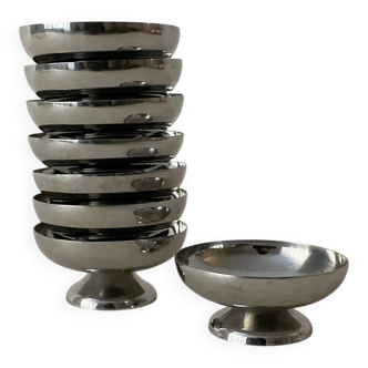 Lot de 8 coupelles vintage en acier inoxydable – Coupes à dessert / gl