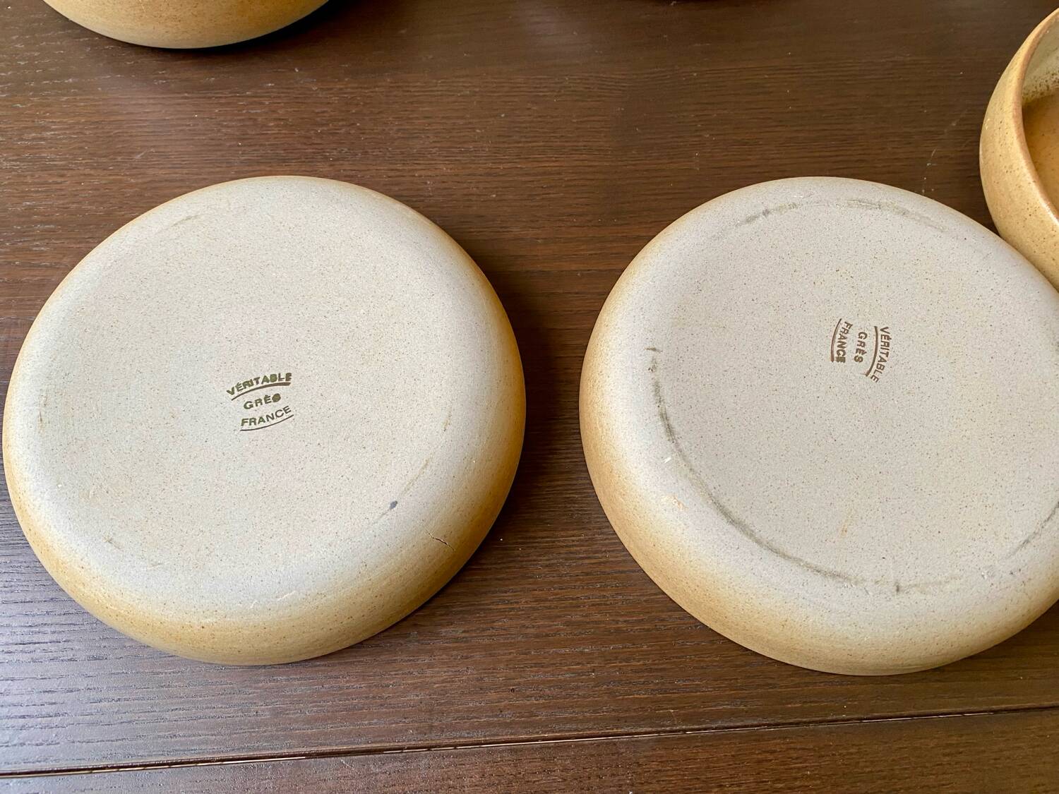 Serving dessert plates Grès France vintage 80s