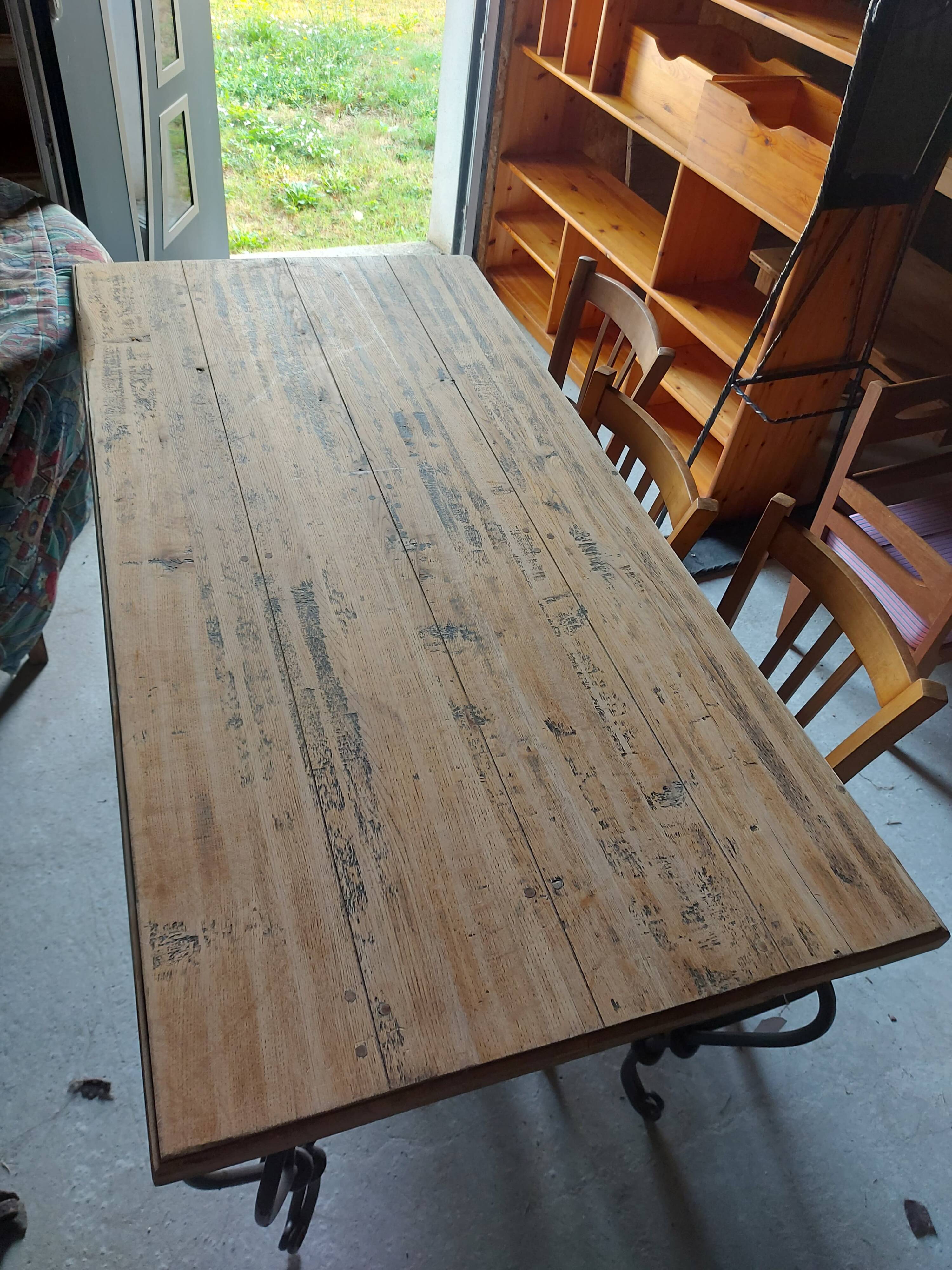 Table bois et fer forgé